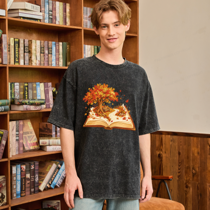 Pagewings Autumn Book Unisex Washed T-shirt