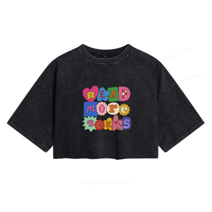 Pagewing Read More Books Women's Washed Cropped T-shirt