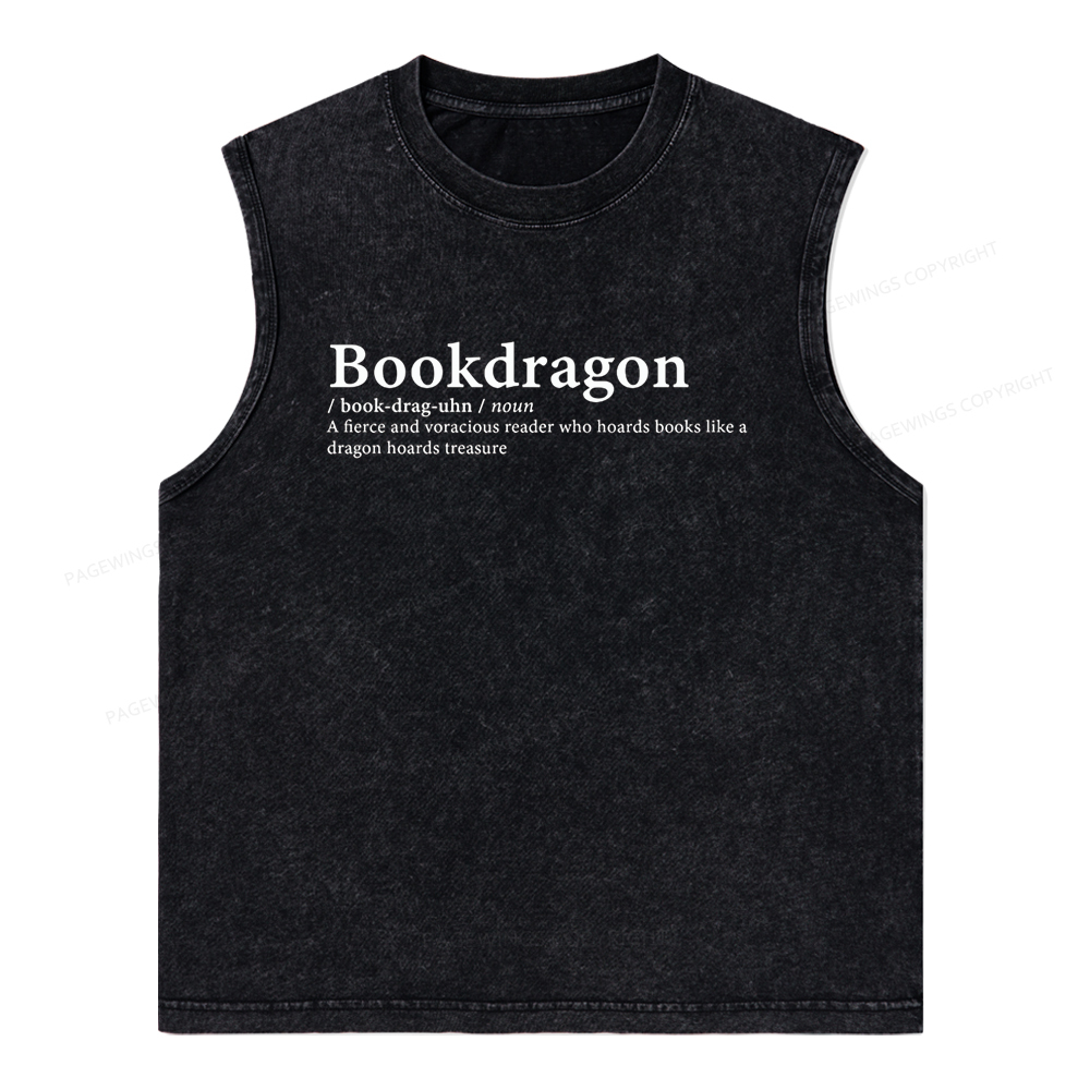 Pagewings Bookdragon: Journey Through Words book lover Unisex Washed Tank Top