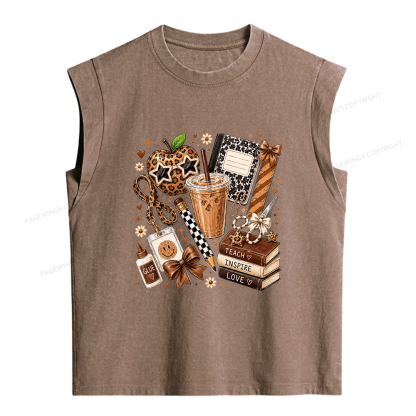 Pagewings Teacher Coffee Women's Washed Tank Top