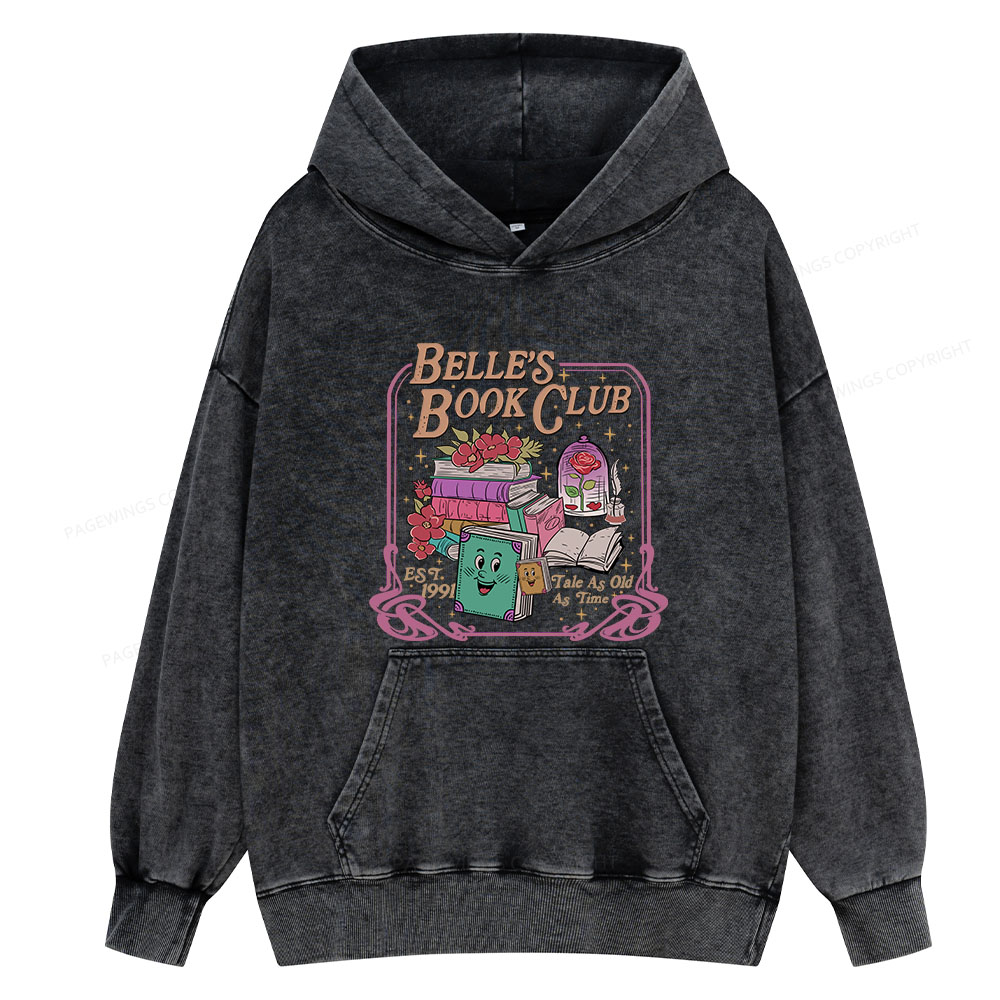 Pagewing Belle's Book Club Unisex Washed Hoodie