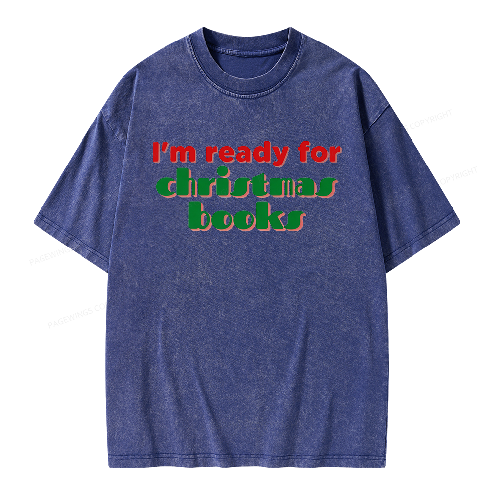 Pagewings Ready for Christmas Books Unisex Washed T-shirt