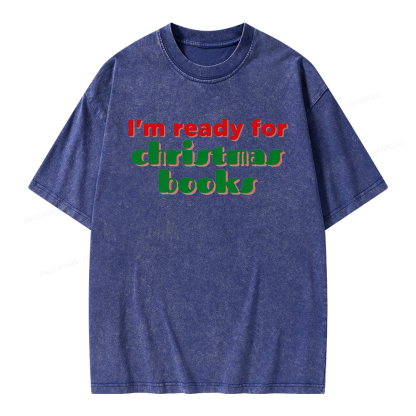 Pagewings Ready for Christmas Books Unisex Washed T-shirt