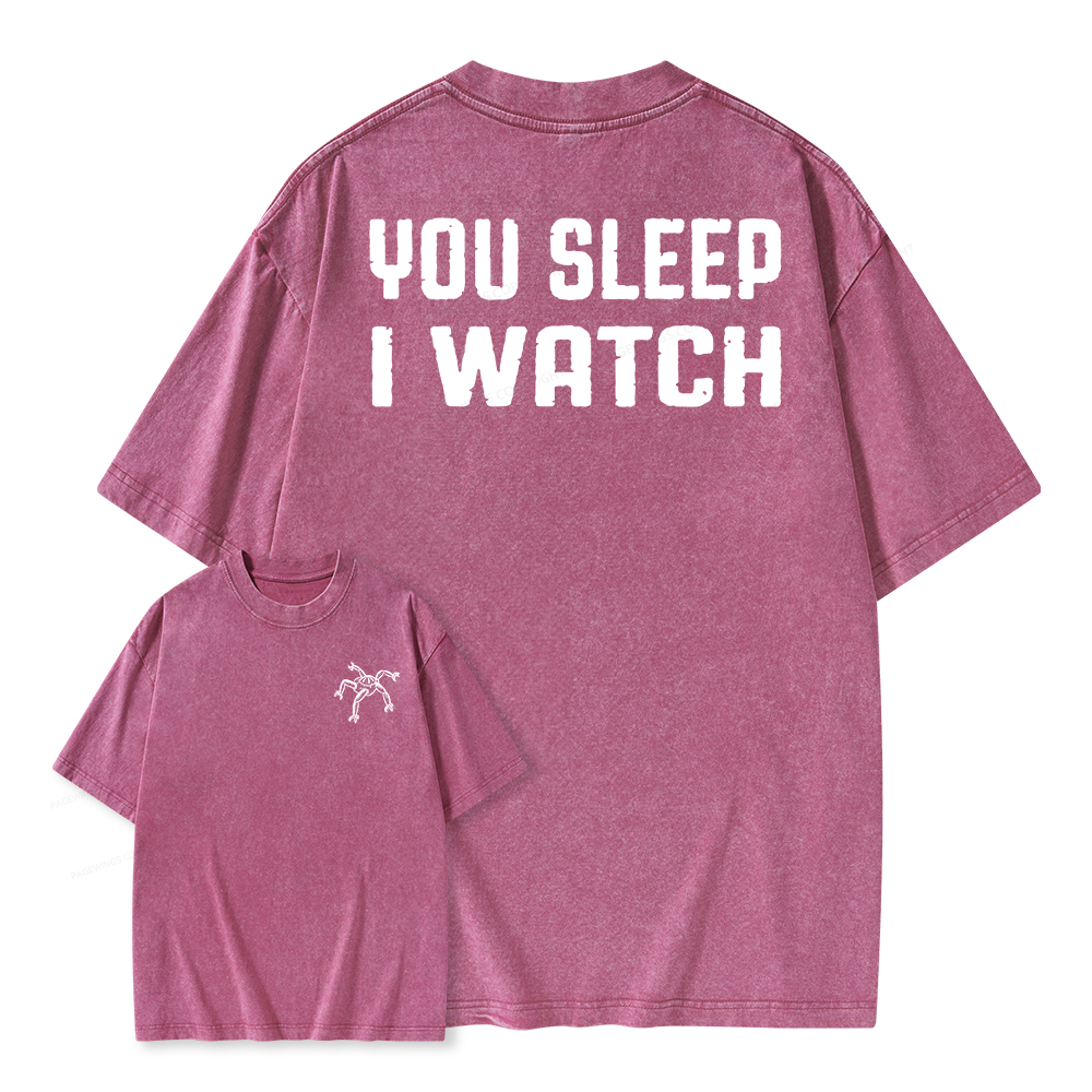 Pagewings You Sleep I Watch Unisex Washed T-shirt