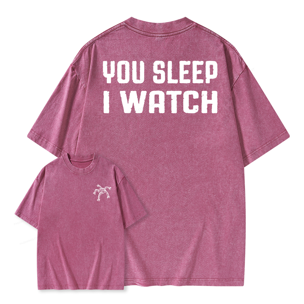 Pagewings You Sleep I Watch Unisex Washed T-shirt