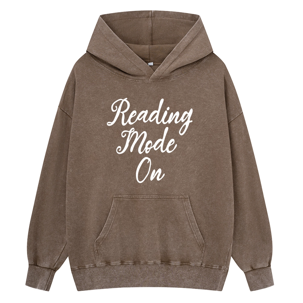 Pagewings Book Reading Mode On Unisex Washed Hoodie