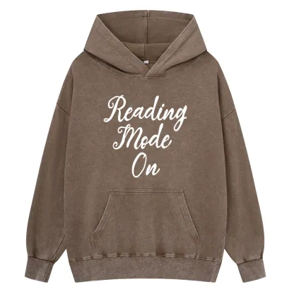 Pagewings Book Reading Mode On Unisex Washed Hoodie