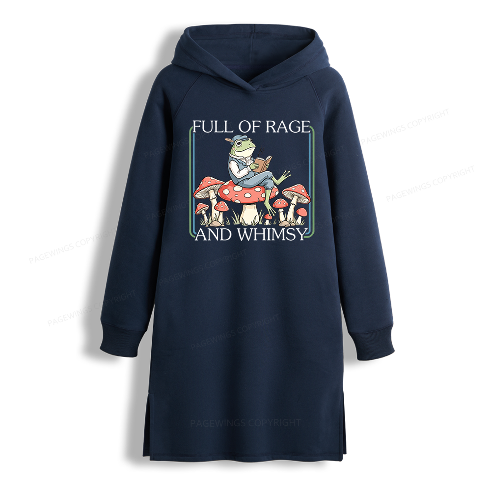 Pagewings Full Of Rage and Whimsy Side-Slit Fleece Hoodie Dress