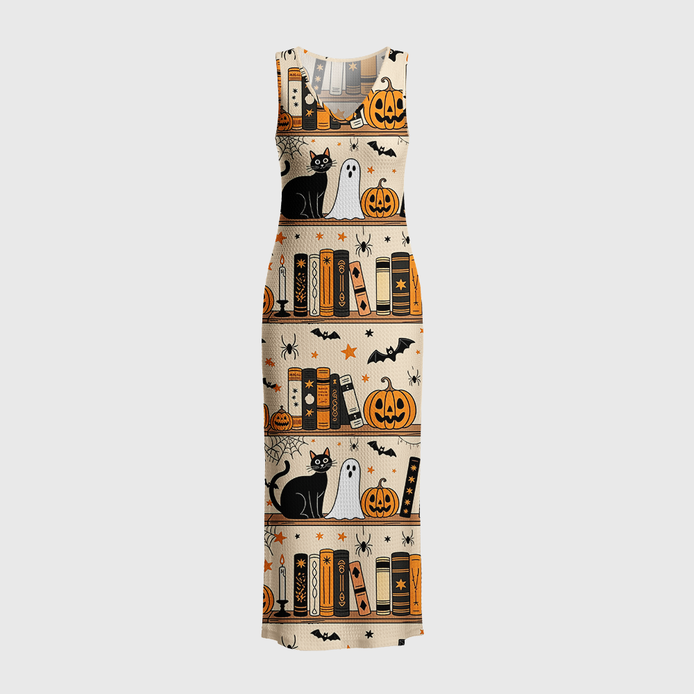Pagewings Halloween Fall Bookworm Reading Crochet Maxi Dress
