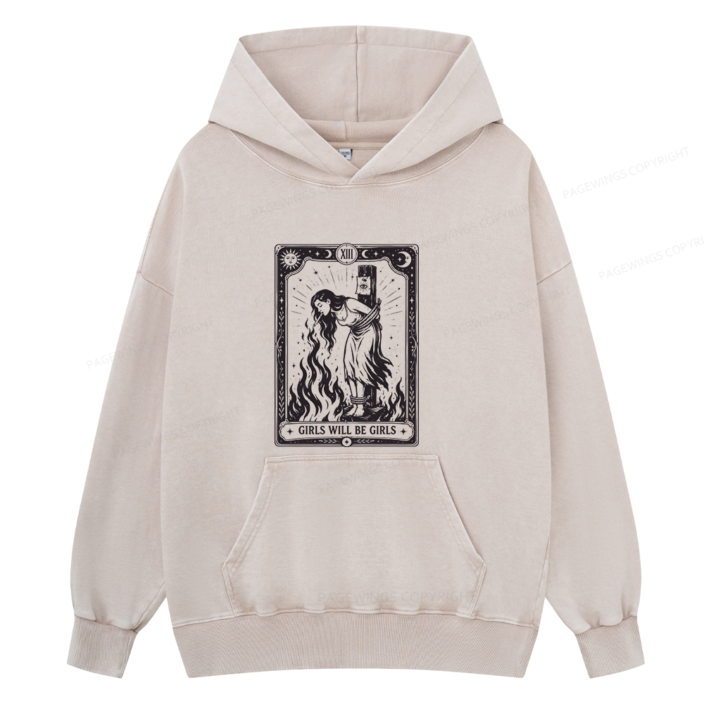 Pagewings Girls Will Be Girls Unisex Washed Hoodie