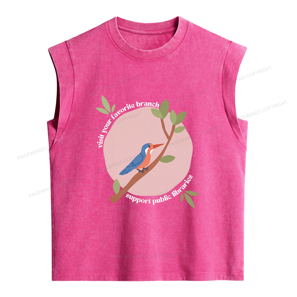 Pagewing Support Public Libraries Women's Washed Tank Top