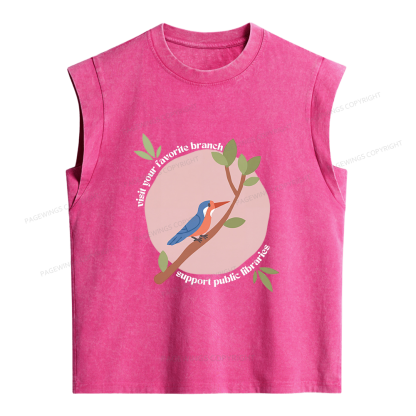 Pagewing Support Public Libraries Women's Washed Tank Top