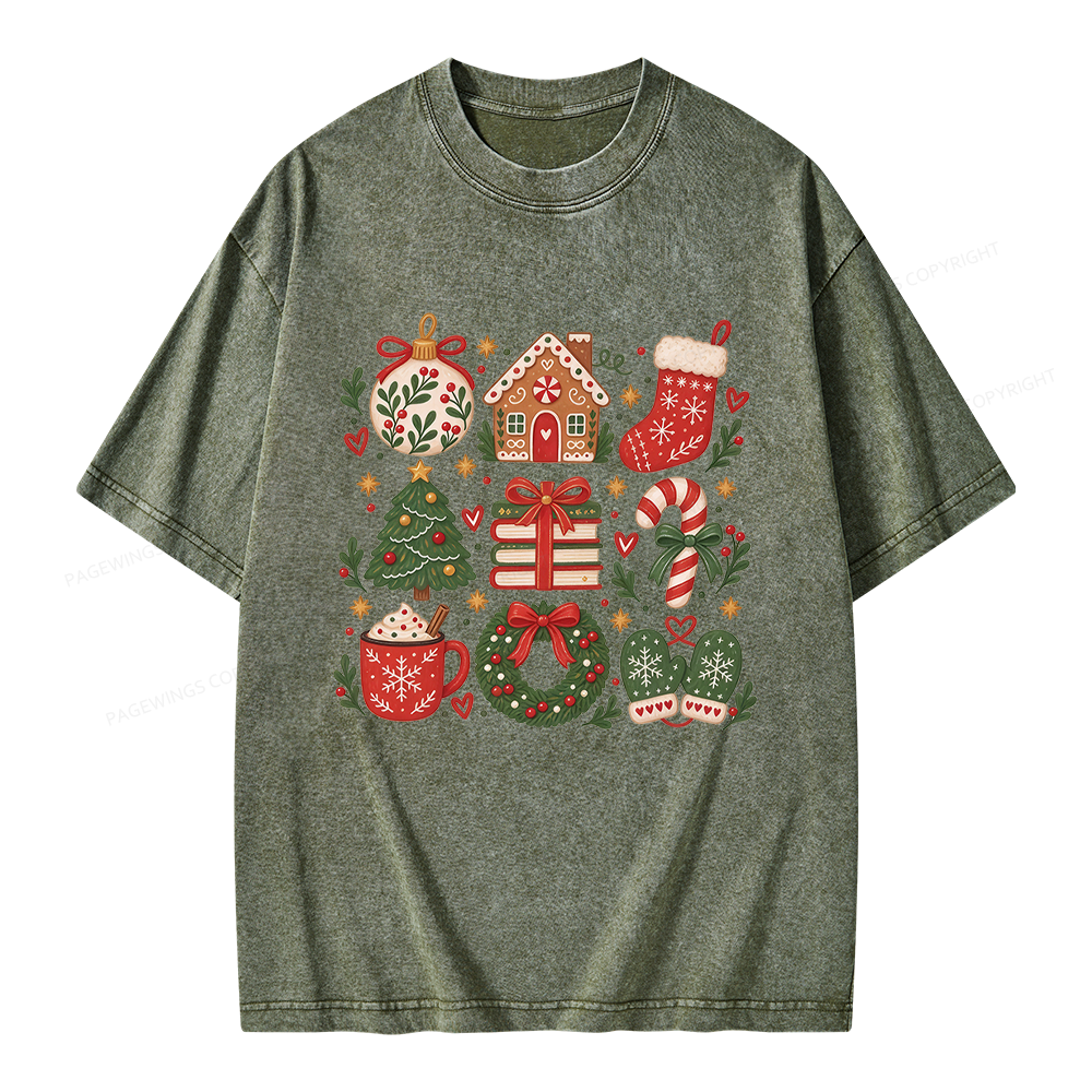 Pagewings Christmas Gift Unisex Washed T-shirt