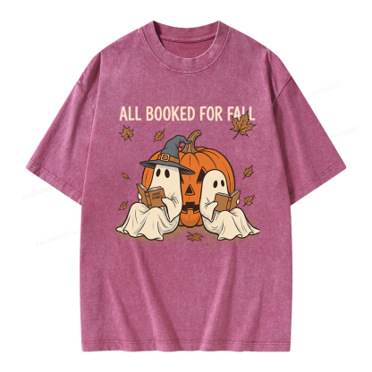 Pagewings All Booked For Fall Unisex Washed T-shirt