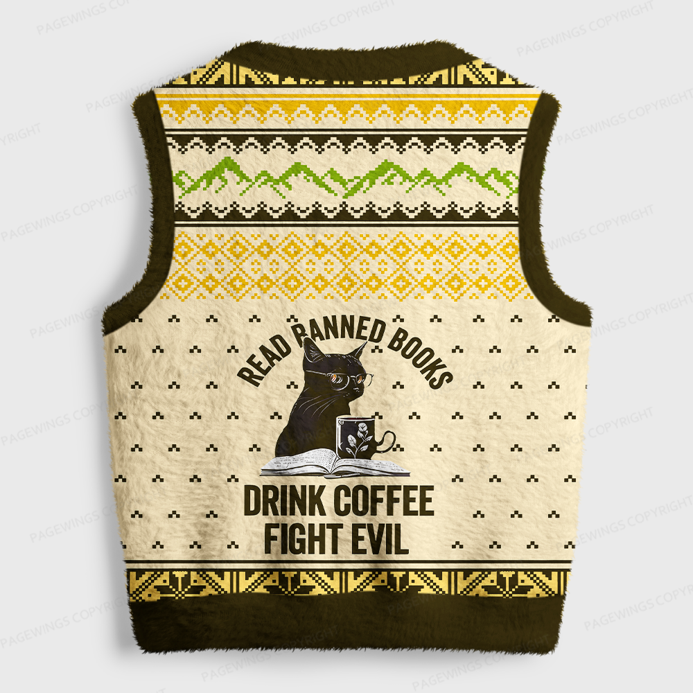 Pagewings Book Lover Women's V-Neck Ugly Knit Vest