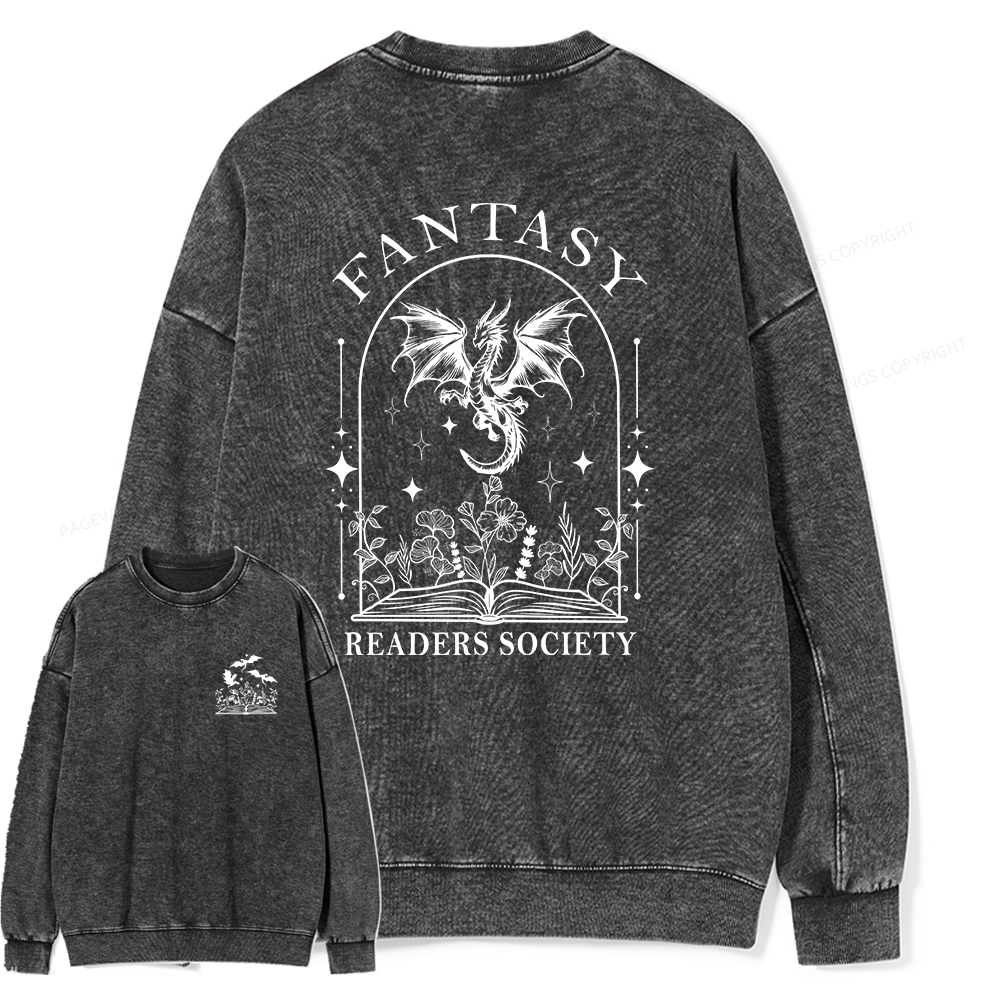 Pagewings Fantasy Reader Society Unisex Washed Sweatshirt
