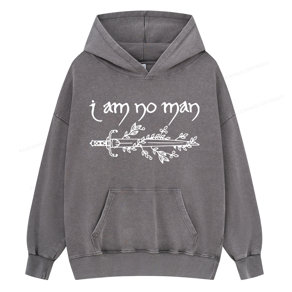 Pagewings I Am No Man Unisex Washed Hoodie