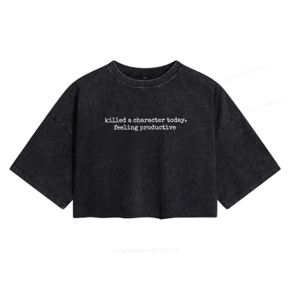 Pagewings Funny Writer Women's Washed Cropped T-shirt