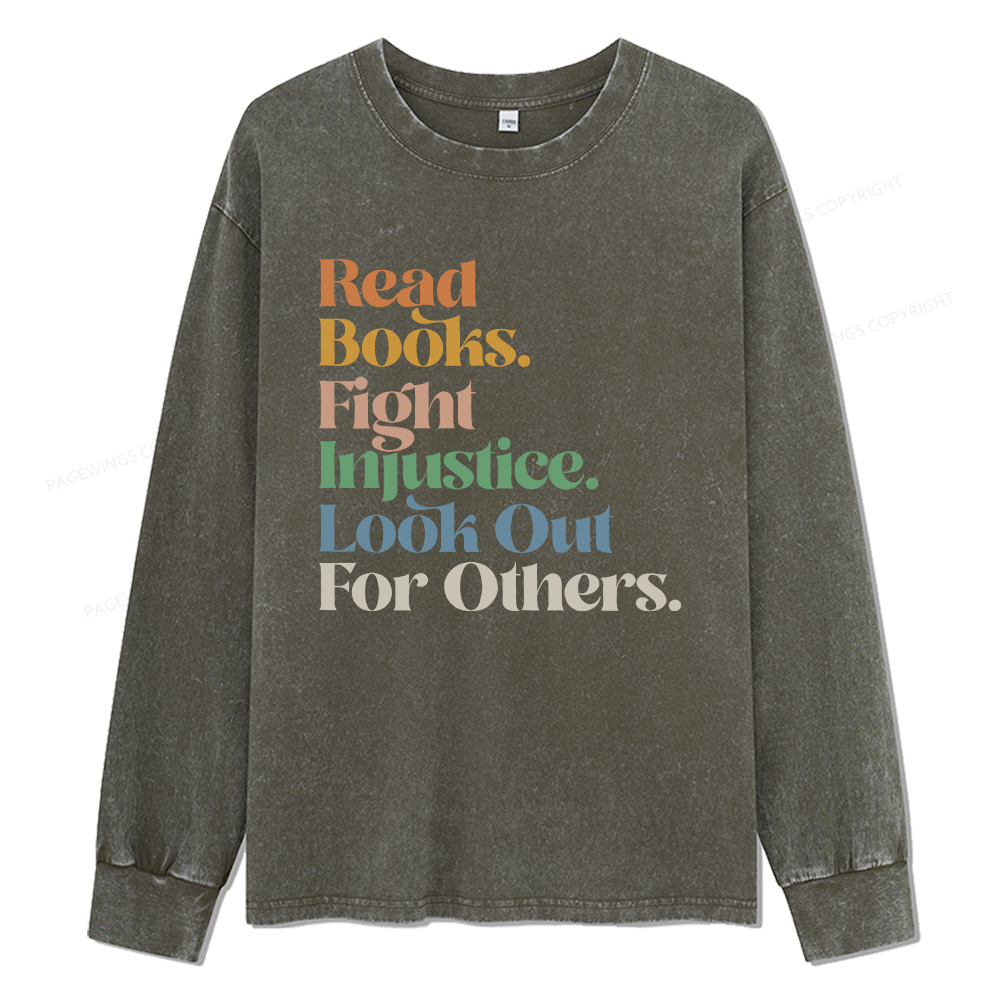 pagewings Read Banned Books Unisex Washed Long Sleeve T-shirt
