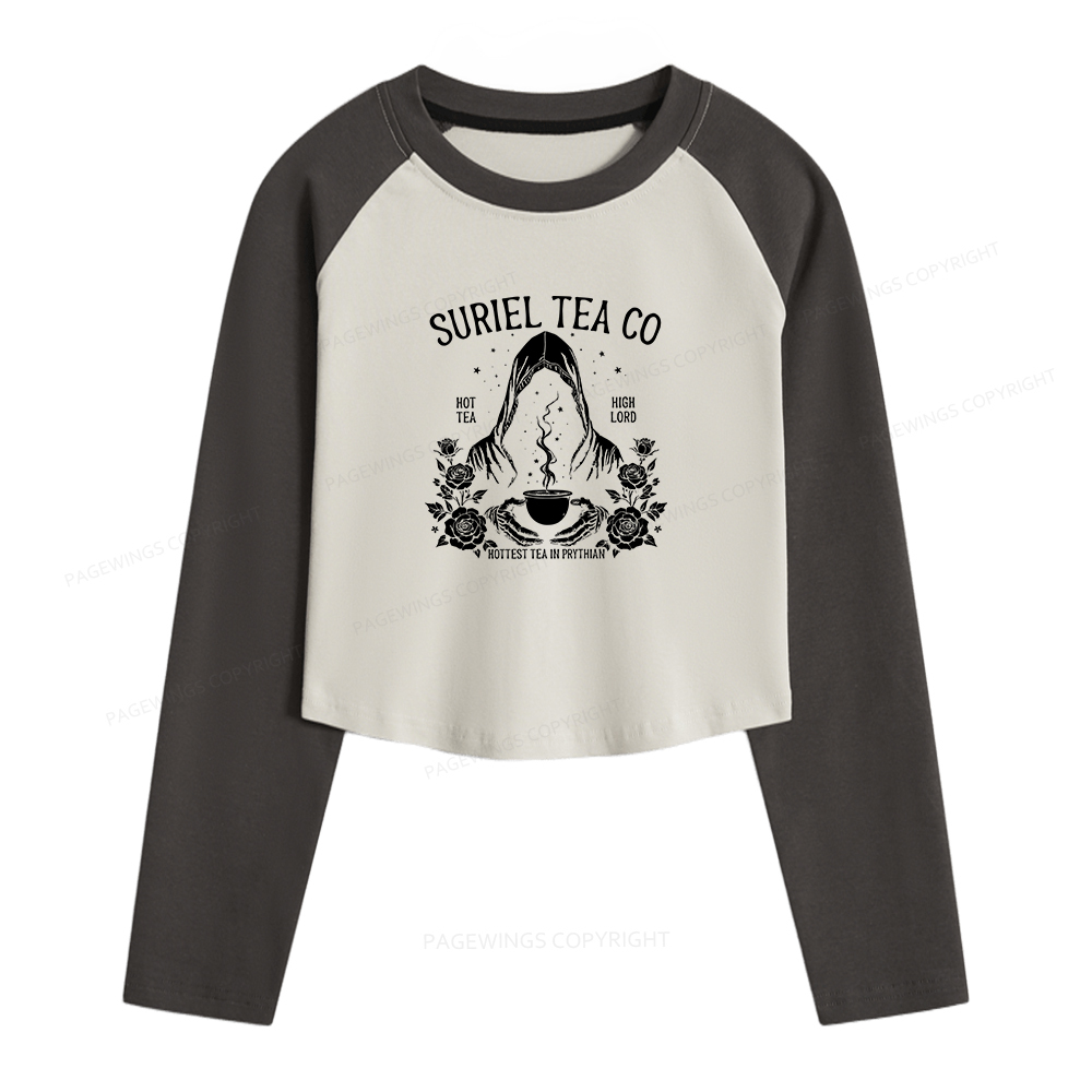 Pagewings Suriel Tea Co Women Long Sleeve Crop Raglan T-shirt