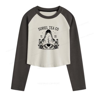 Pagewings Suriel Tea Co Women Long Sleeve Crop Raglan T-shirt