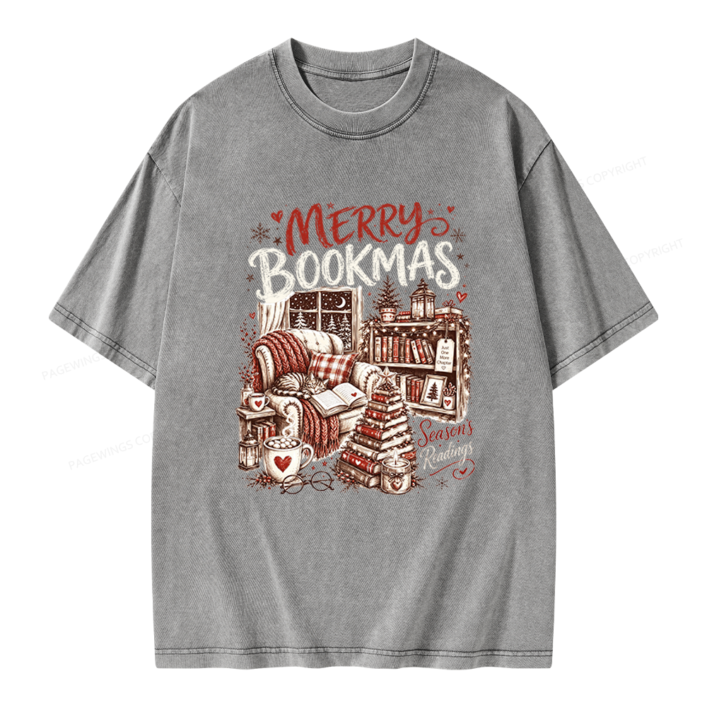 Pagewings Merry Bookmas Unisex Washed T-shirt