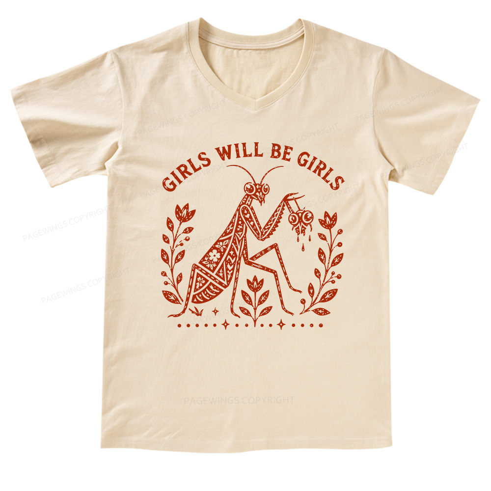 Pagewing Girls Will Be Girls V-neck T-shirt