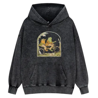 Pagewings Frog And Toad Book Vintage Unisex Washed Hoodie
