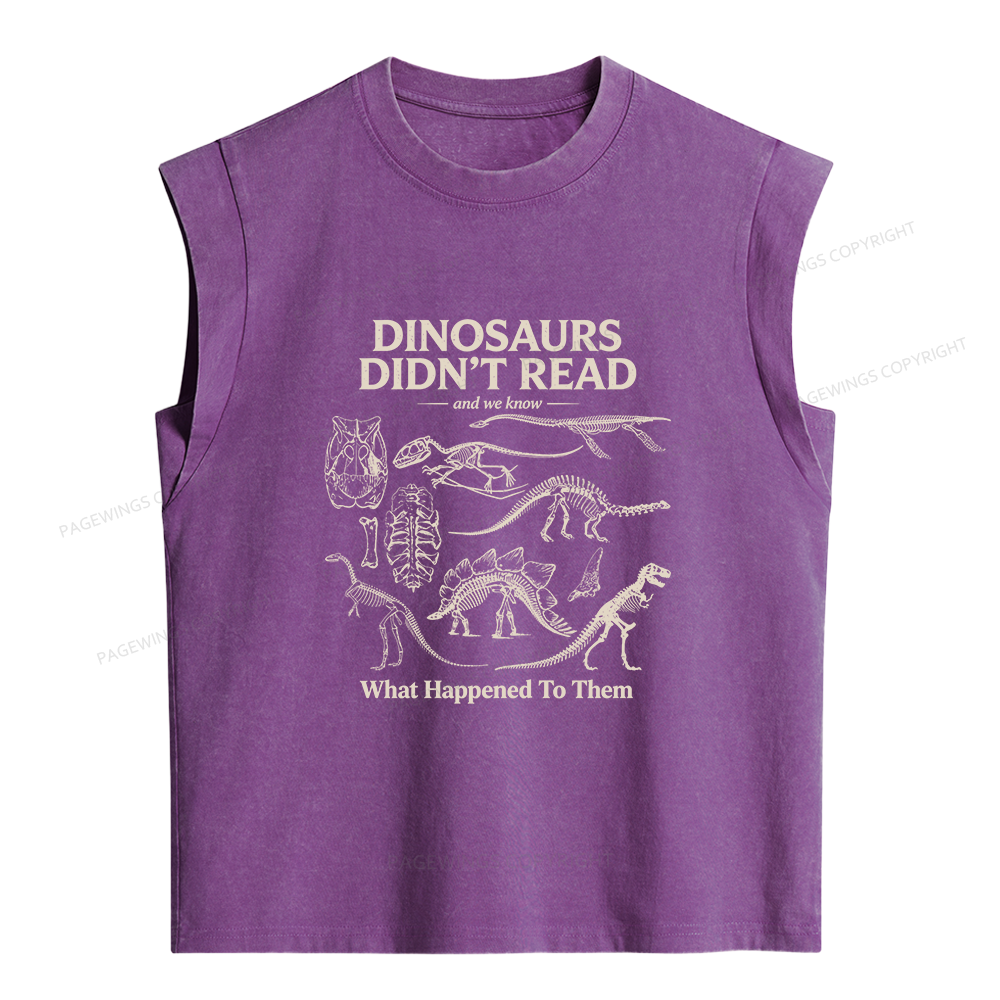 Pagewing Dinosaurs Didn’t Read Women's Washed Tank Top