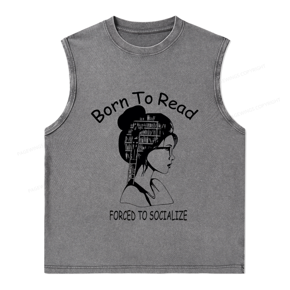 Pagewings Born To Read Unisex Washed Tank Top