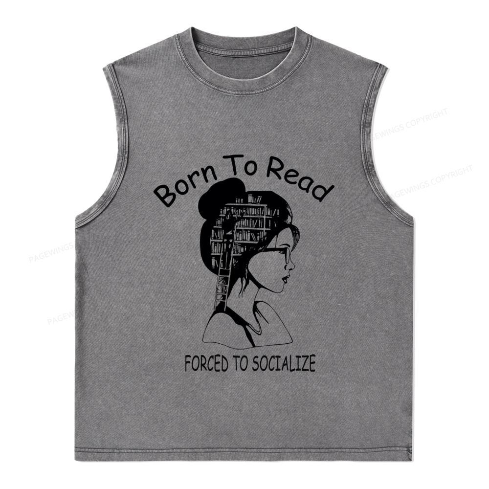 Pagewings Born To Read Unisex Washed Tank Top