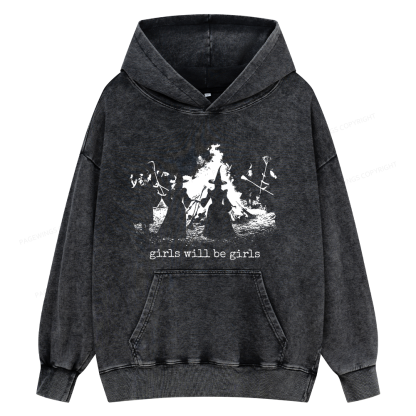 Pagewings Girls Will Be Girls Unisex Washed Hoodie