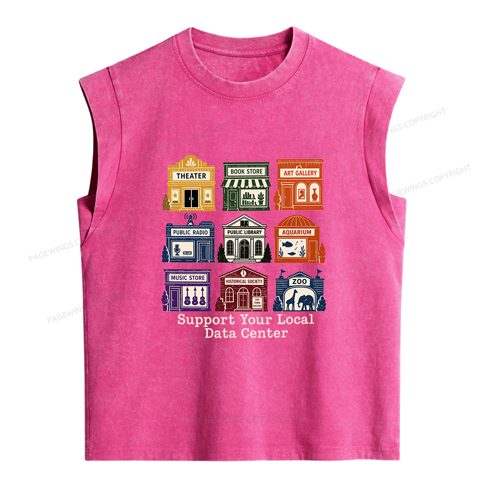Pagewing Support Your Local Data Center Women's Washed Tank Top