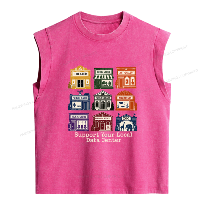 Pagewing Support Your Local Data Center Women's Washed Tank Top