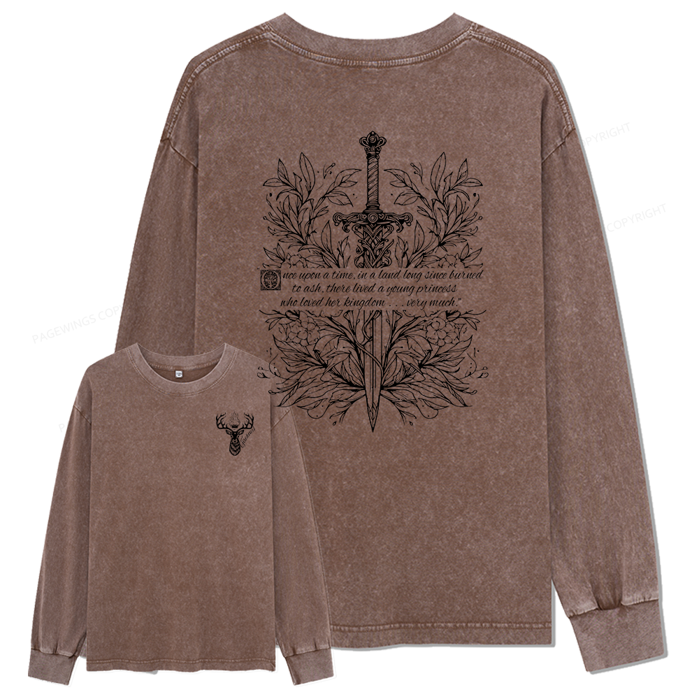 Pagewings Fireheart Unisex Washed Long Sleeve T-shirt