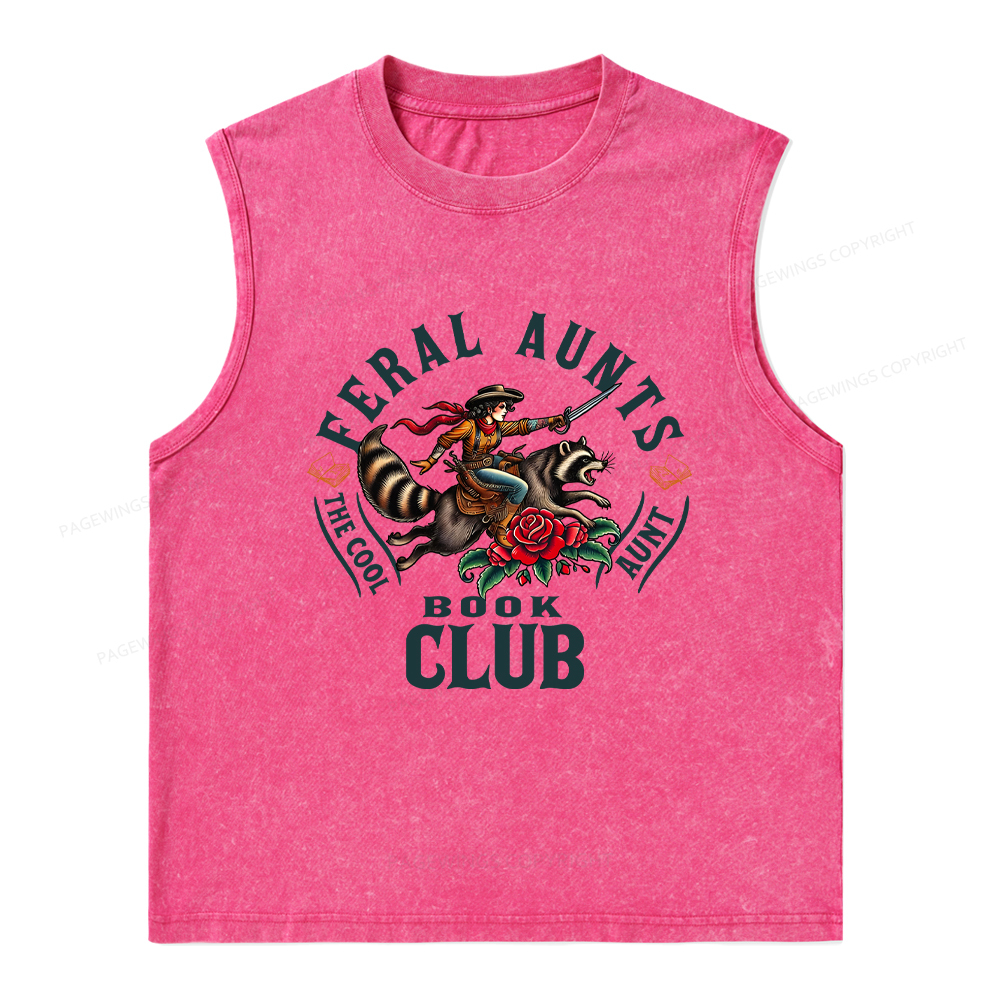 Pagewings Feral Aunt Social Book Club Washed Tank Top