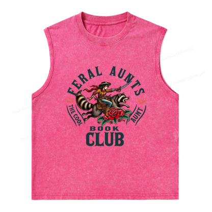 Pagewings Feral Aunt Social Book Club Washed Tank Top