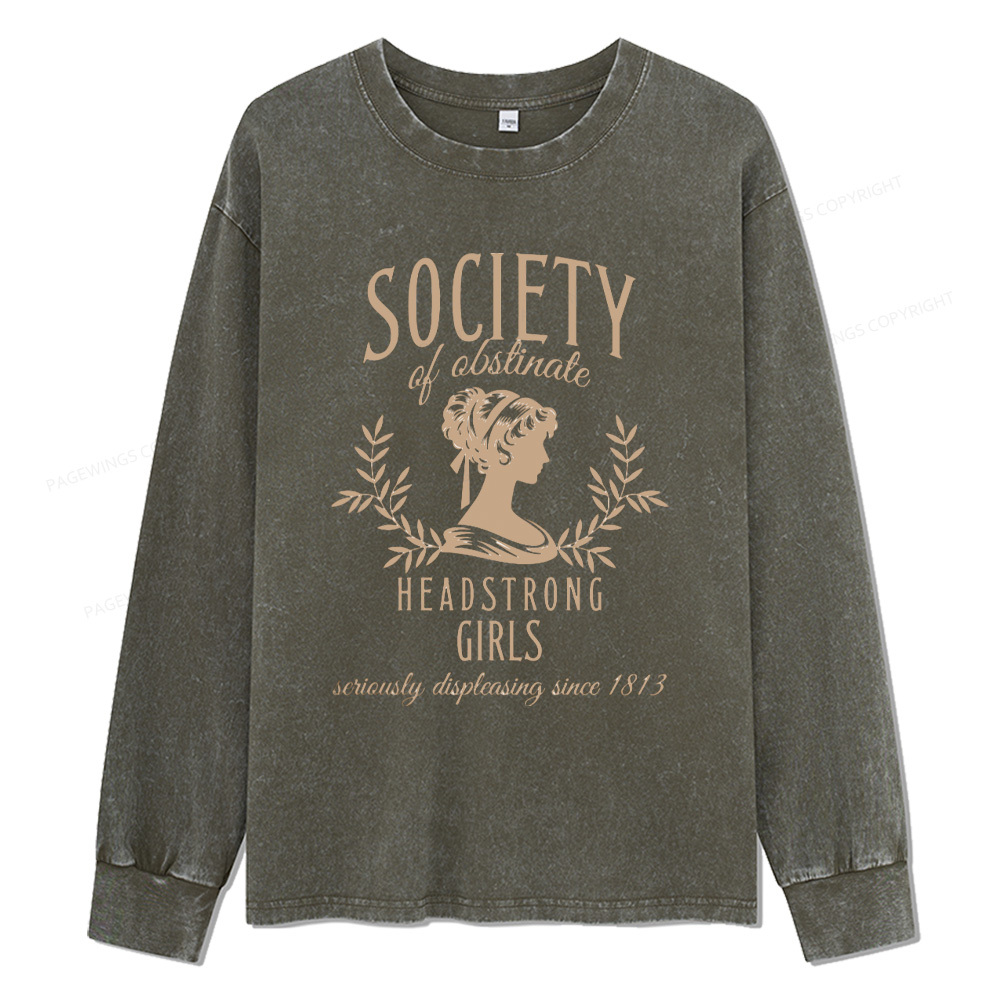 Pagewings Society Of Obstinate Headstrong Unisex Washed Long Sleeve T-