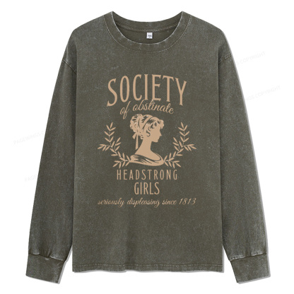 Pagewings Society Of Obstinate Headstrong Unisex Washed Long Sleeve T-shirt