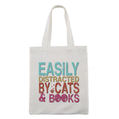 Pagewings Easily Distracted By Cats And Books Tote Bag