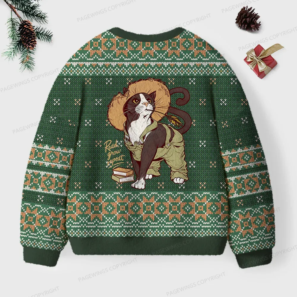 Pagewings Read Grow Repeat Unisex Ugly Knit Sweatshirt