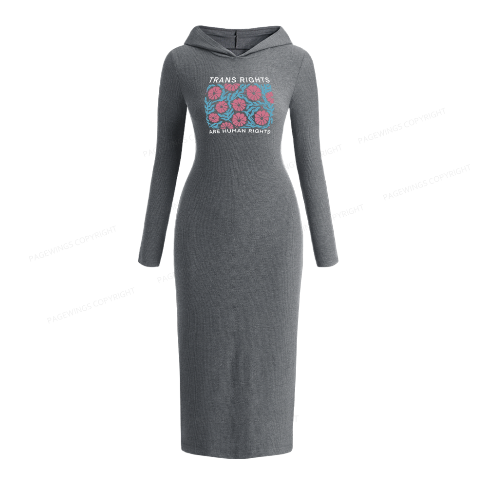 Pagewings Trans Rights Are Human Rights Hooded Knit Dress