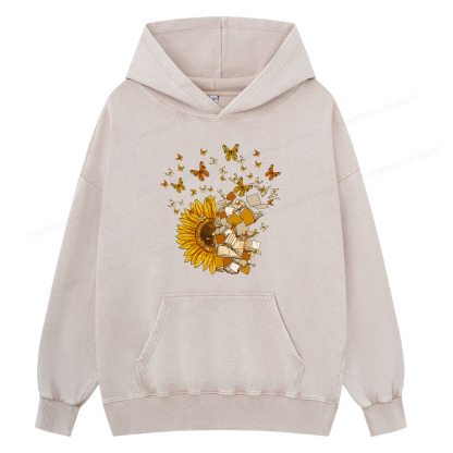 Pagewing Sunflower And Book Harmony Unisex Washed Hoodie