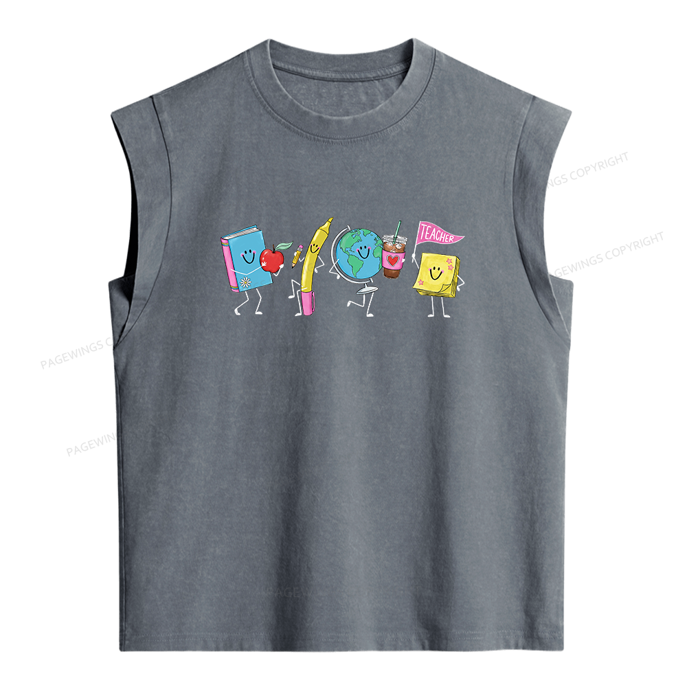 Pagewings Back to School Women's Washed Tank Top