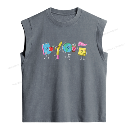 Pagewings Back to School Women's Washed Tank Top