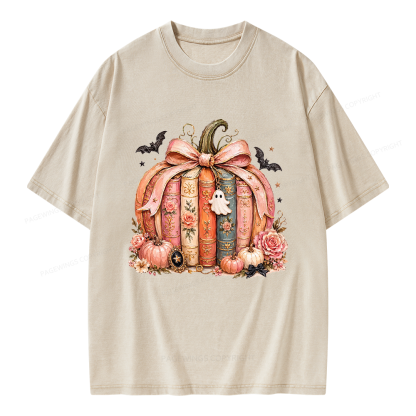 Pagewings Book Pumpkin Unisex Washed T-shirt