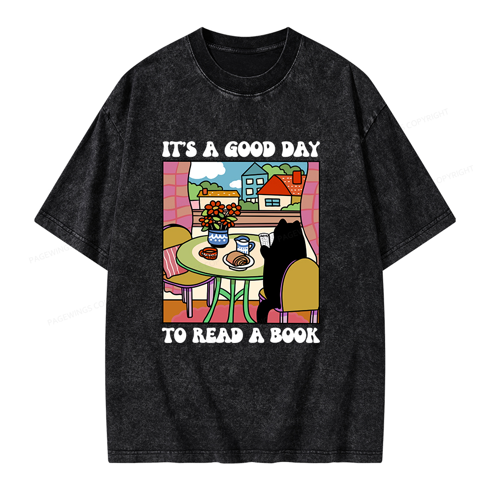 Pagewings It's A Good Day  To Read A Book Unisex Washed T-shirt