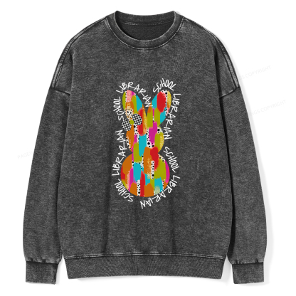 Pagewings Easter Bunny School Librarian Unisex Washed Sweatshirt