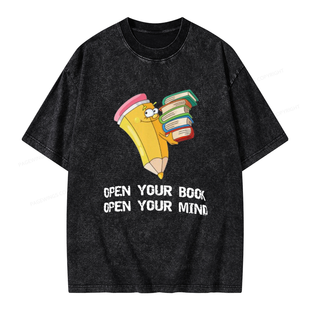 Pagewings Open Your Book Open Your Mind Unisex Washed T-shirt