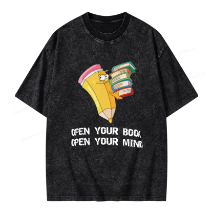 Pagewings Open Your Book Open Your Mind Unisex Washed T-shirt